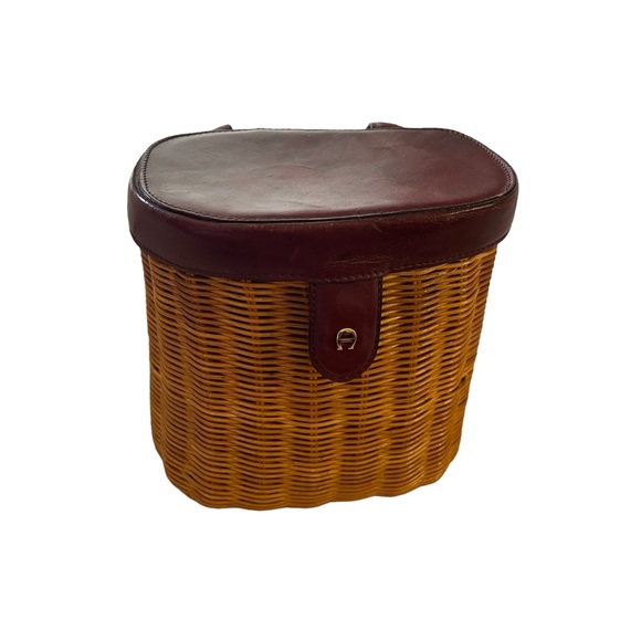 Vintage Etienne Aigner Wicker and Leather Crossbody Handbag - Picture 1 of 14